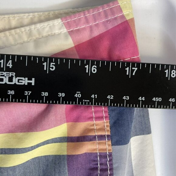 Hollister California Men’s Pink Blue Plaid Drawstring Lined Board Swim Shorts-M - Picture 14 of 16